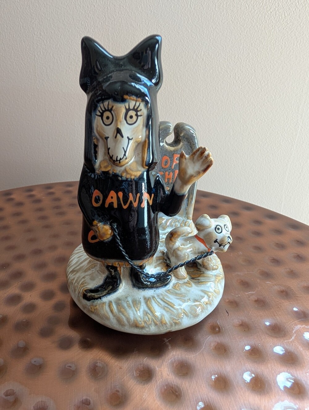 NWOT Yankee Candle Boney Bunch Dawn Of The Dead Girl Dog Bonesey Jar Lid Ceramic